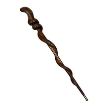 VTG Carved Wood Snake Cobra Swagger Knob Walking Stick Cane Wizard Wand 22.5  
