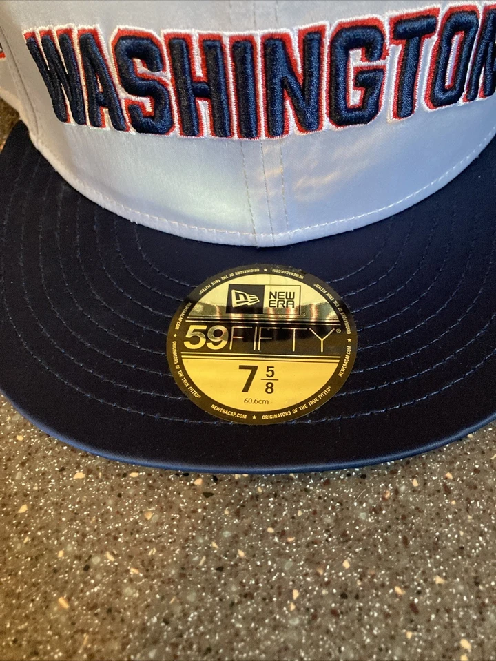 Washington Nationals Hat Cap 59FIFTY Fitted 7 5/8 Grey Satin New Era Pin NWT - Image 3 of 4