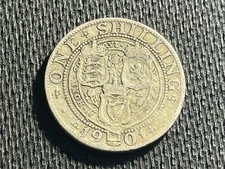 1901 British One Shilling Silver Coin