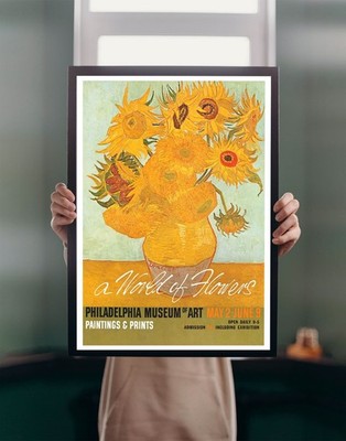 Vincent Van Gogh 1964 POSTERDRUCK Blumen Galerie Werbung Vintage Deko Wandbild