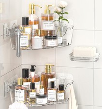 Corner Shower Caddy, 3-Pack Adhesive Shower Organizer with Soap Holder and Ho...