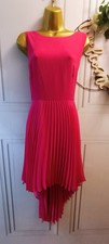 Topshop Size 14 Pleated Low High Hem Sleeveless Raspberry Chiffon Dress