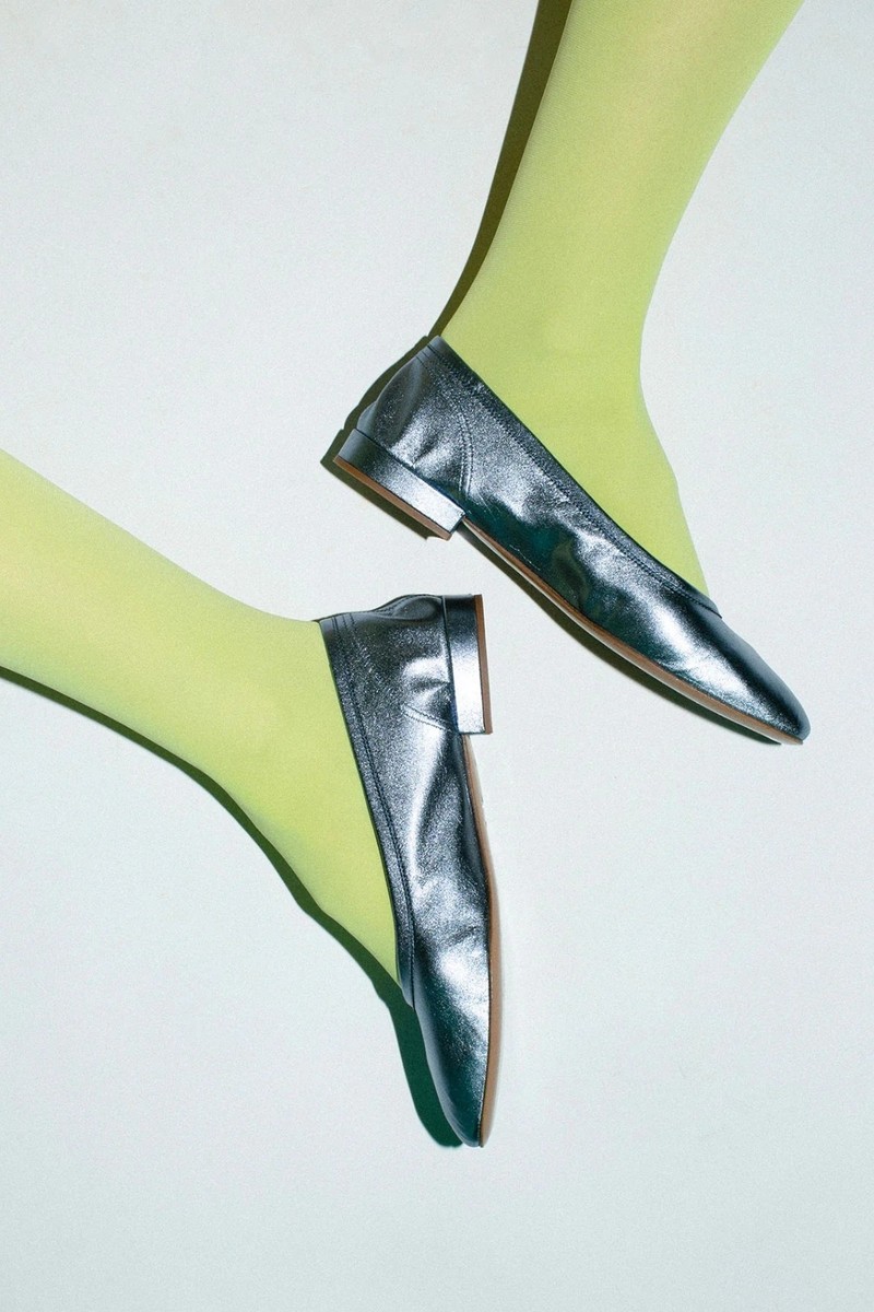 MARYAM NASSIR ZADEH SERAFINA FLATパンプス36 NWB Maryam Nassir Zadeh Metallic Serafina Flat Leather Shoes Spill