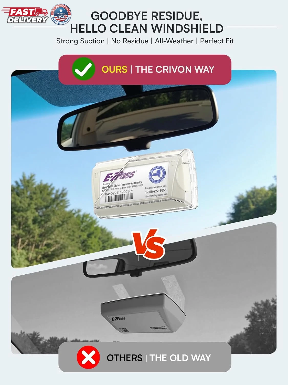 EZ Pass Holder for Windshield: Toll Tag Transponder 1-Pack, Clear - product detail image 2