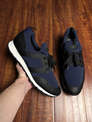 Prada Prax01 Neoprene Black Navy Blue White Men Trainer Sneakers - Size 12P 13US