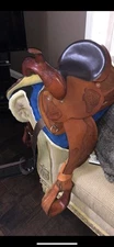 Used Tex Tan All Around Saddle, Seat Size 15 and Full QH bars