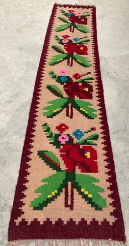Vintage Traditional Handmade Beautiful Albanian Kilim Floor Rug Carpet 304x60 cm