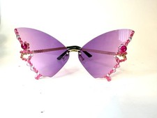 Butterfly Rimless fashion sunglasses crystal stones Designers women