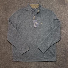 IZOD Sweater Mens Large Blue 1/4 Zip Mock Neck Thermasoft Tech Knit Pullover