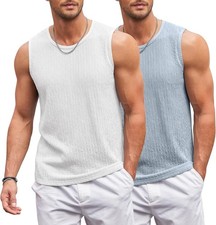 Men's Lightweight Sleeveless Tank Tops Knit Muscle Fit Undershirts Breath