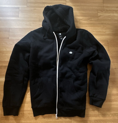 Element Herren Zip-Hoodie Kapuzenpullover XL Schwarz Logo Kapuze Taschen Fleece