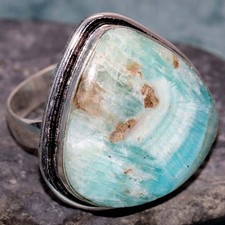 925 Silver Plated Hememorphite Ring US 10 Gift For Wife GW