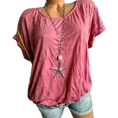 Heine Cheer Crash Shirt Tunika rosa Gr. 34 - 48 Kurzarm mit Spitze (1157) NEU