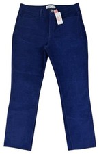 Vineyard Vines Straight Crop Corduroy Pants Raw Hem High Rise Blue Sz 29 NWT