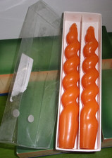 Orange Unscented Twisted Taper Candles VINTAGE Set of 2 HALLOWEEN 7 INCH