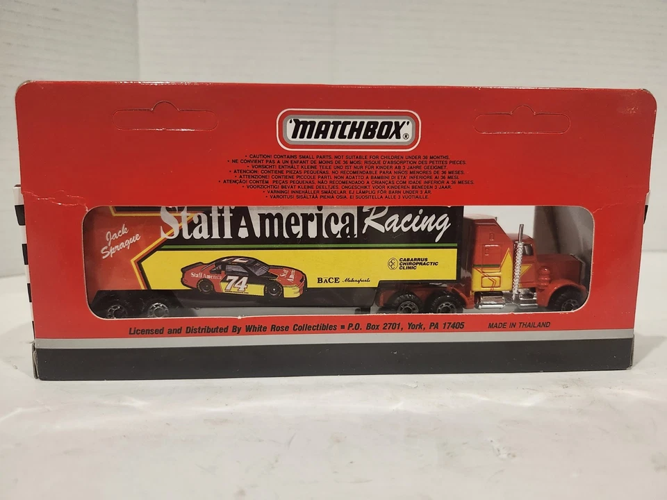 Matchbox Super Stars Transporters NASCAR #74 Staff America Racing 1993 Semi NIB - Image 4 of 4