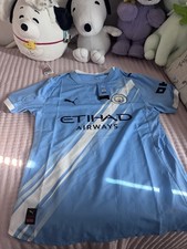 PUMA Manchester City Soccer Jersey Blue/White Etihad Airways