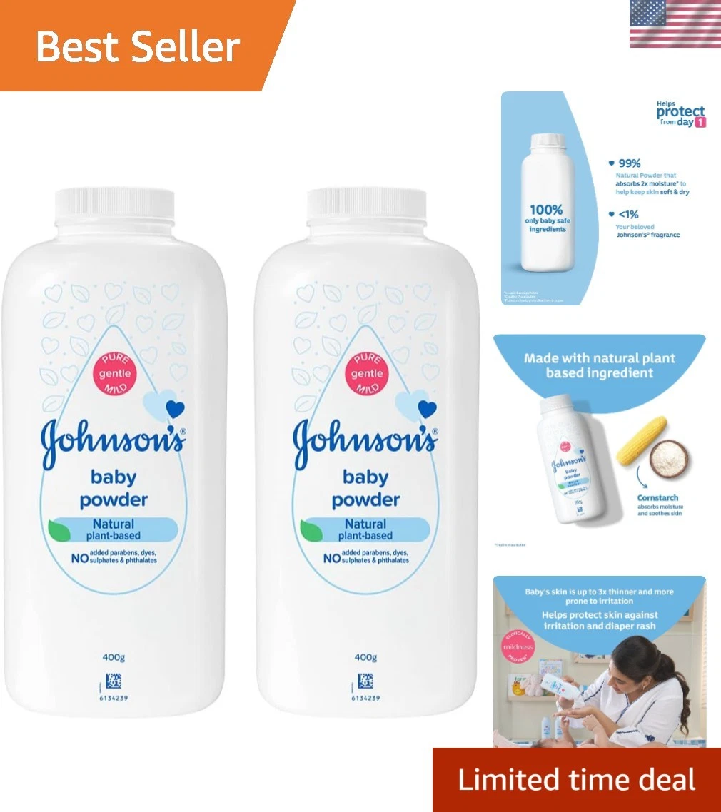 Johnson's Baby Powder 400g (Double Pack) - Perfect for Newborns' Sensitive Skin