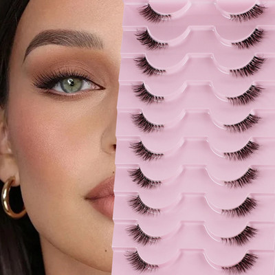 Halwbimpern, natürliches Aussehen 10 Paar dicke Katzenwimpern 10mm Wispy Eye