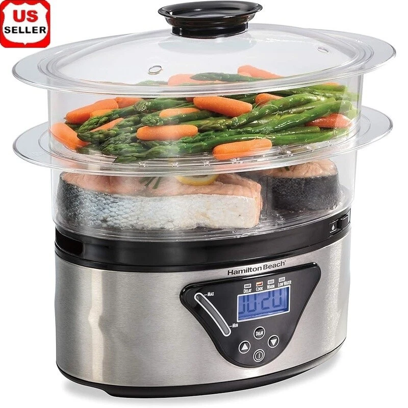 Digital Food Steamer Rice Cooker Two-Tier Cooking Eggs Vegetables Seafood New