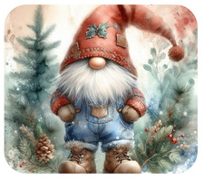 WINTER RED GNOME HOLIDAY THEMED OPT 2 MOUSEPAD MOUSE PAD THICK 9" X 7"
