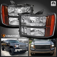 Black Fits 2007-2013 Gmc Sierra 1500 2500 3500hd Headlights Lamps Leftright