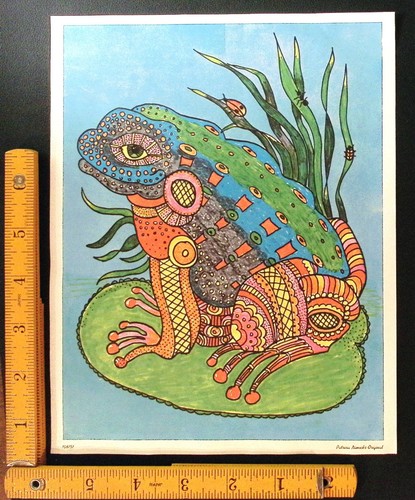 Patricia Nimocks Original - Decoupage Frog Art Print - Vintage 1970's Art Print