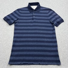 Brunello Cucinelli Polo Shirt Mens Small Blue Stripe Slim Fit Short Sleeve Italy