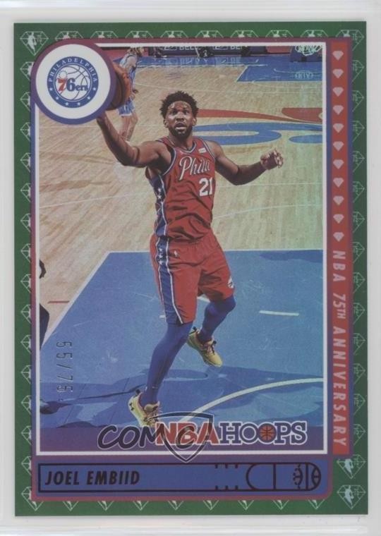 2021-22 Panini NBA Hoops 75th Anniversary 55/75 Joel Embiid #27 z6j