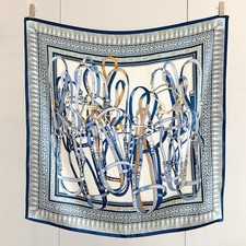 100 Silk Mulberry Scarf Women Chain print Wrap Shawl Square Bandanna 35''