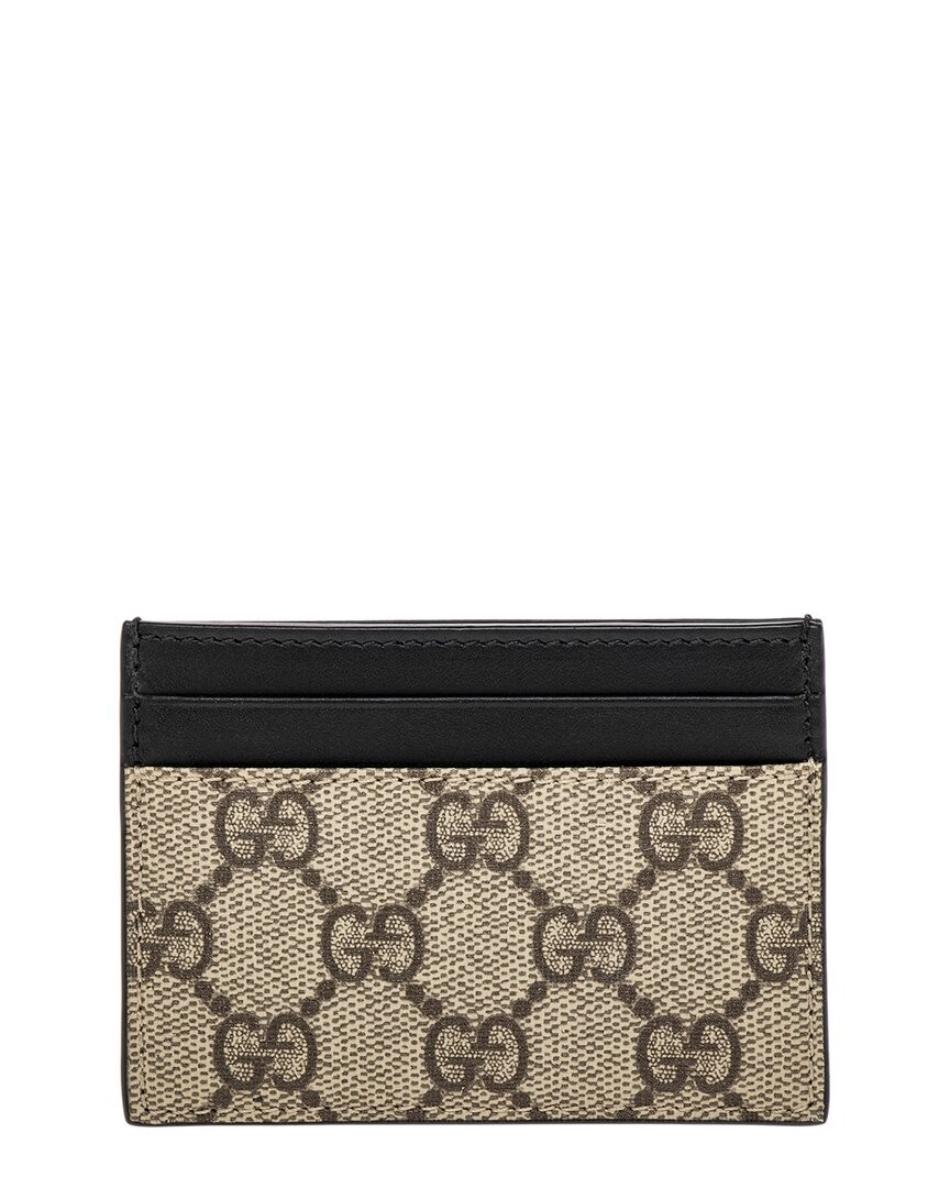 Gucci Gg Supreme Canvas - Leather Card Case Womens Brown U 50790₽