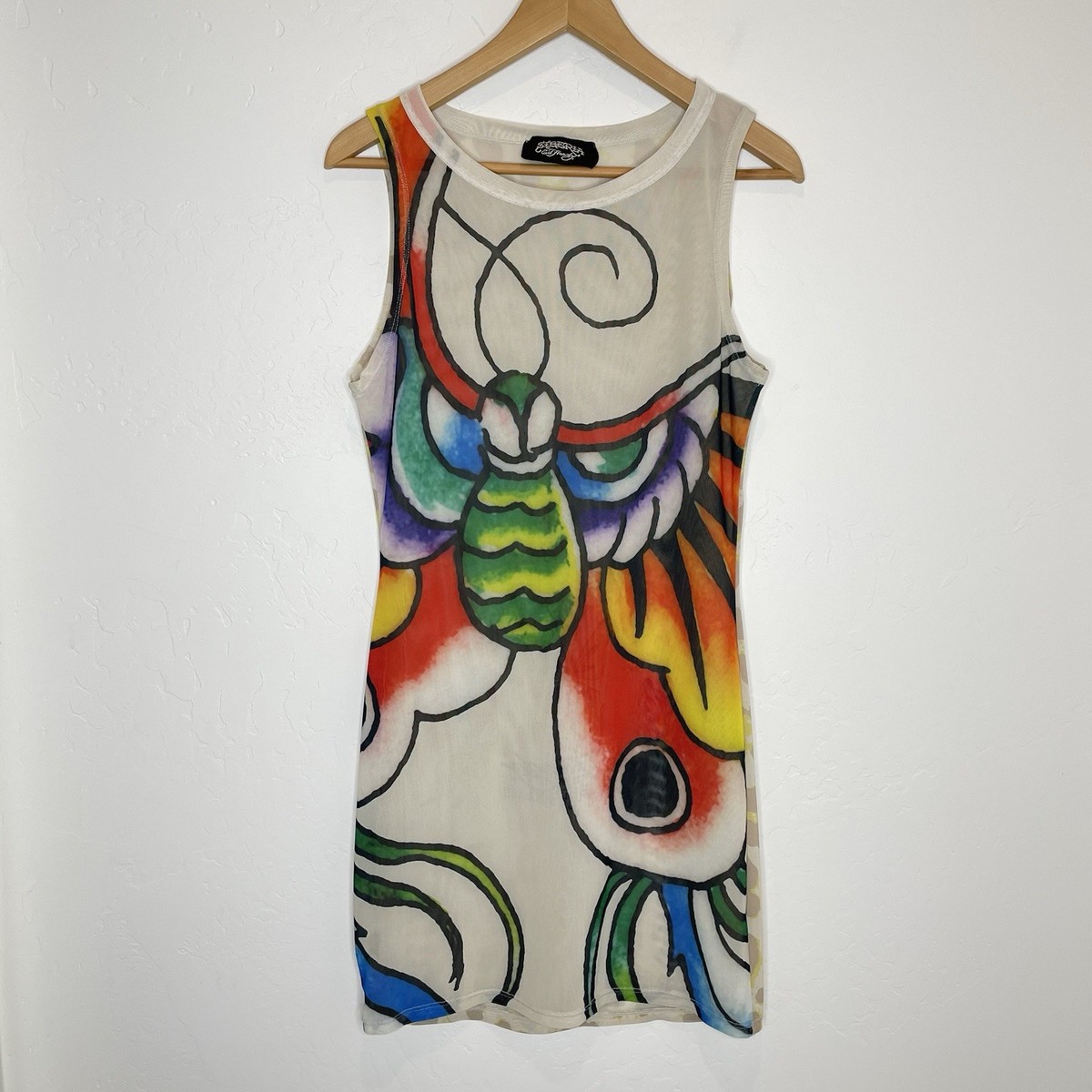Ed Hardy X Siberia Hills Tattoo Butterfly Mesh Mini Dress Womens XL | eBay