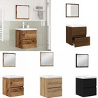 Waschbeckenunterschrank mit Waschbecken Spiegel Badschrank Badmöbel Set