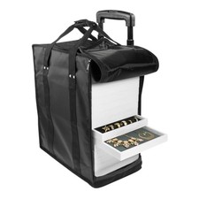 Jewelry Carrying Ca, Black - Water-Resistant, Foam-Lined, 17 Tray Trolley Case