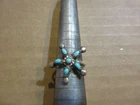 VINTAGE STERLING SILVER HANDCRAFTED TURQUOISE STAR RING SIZE 5