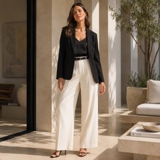 QUINCE Women's Blazer Jacket LARGE Black Ultra Stretch Ponte Basic Minimalist