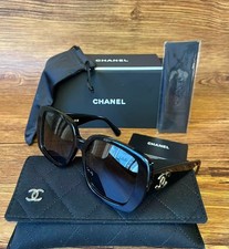 CHANEL SUNGLASSES 5541 MODEL 100 AUTHENTIC GOLD BLACK FRAME CLASSIC RECTANGULAR