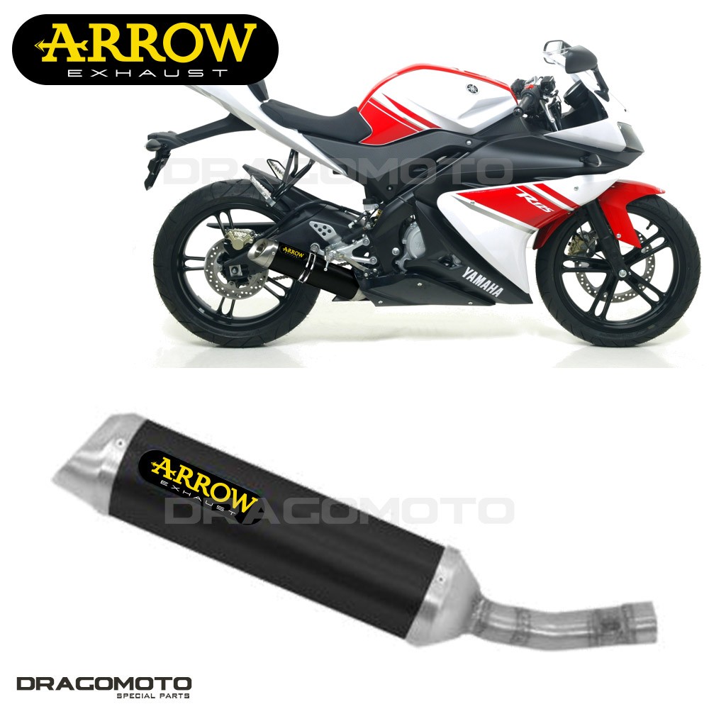 Silencieux Arrow Thunder alu noir moto Yamaha YZF R125 2012 2013 échappement