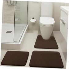 3-Piece Bathroom Rug Set - Memory Foam Bath Mats, Non-Slip, 3 Piece Sets Brown