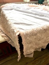 The Peanut Shell Pink 3D Roses Crib Dust Ruffle Bed Skirt