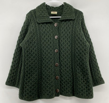 CarraigDonn Irish Wool M Cable Knit Cardigan Heritage Cottagecore Fisherman