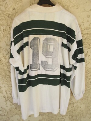 Maillot De Rugby Vintage SAINT-PIERRE-DE-RIVIÈRE - Vert & Blanc - Taille XXL - Floqué N°19 (dossard Cousu)