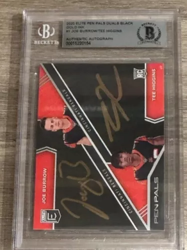 2020 FOTL ELITE JOE BURROW/TEE HIGGINS RC DUAL AUTO PEN PALS Black & Gold Ink