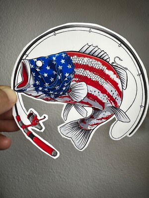 Bass Fishing Pro Fish Big Mouth Bass Sticker  Fly Fish Car Bumper Decal
