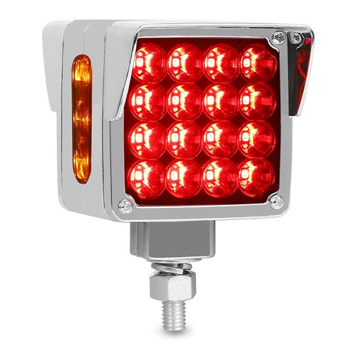 LED Square Semi Truck Trailer Double Face Fender Turn Signal Light Amber/Red NEW - Picture 16 of 24