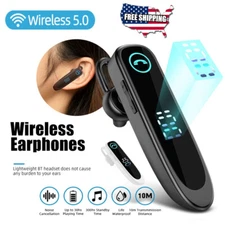 Bluetooth 5.0 Earpiece Driving Trucker Wireless Headset Earbuds Noise Cancelling