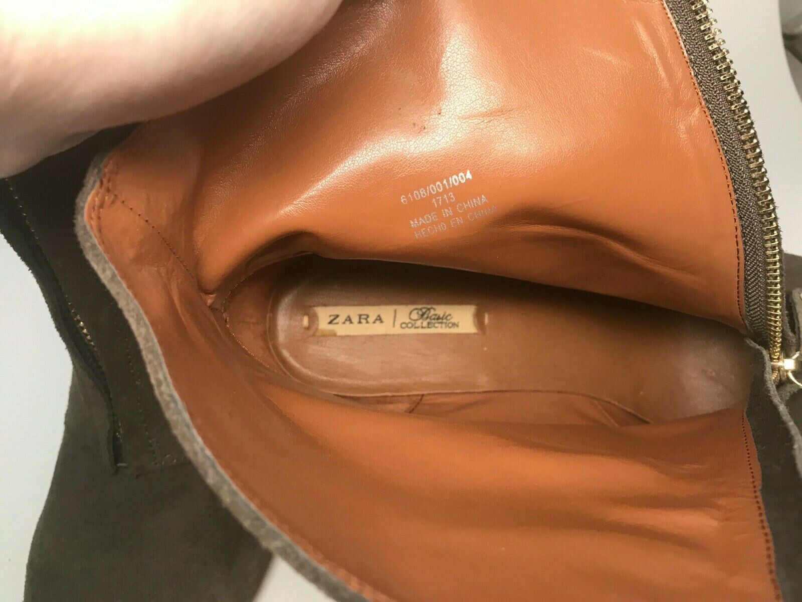 ZARA Basic Collection Leather Zip Ankle Wedge Boo… - image 10