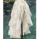 Double Layered Waist Curtain Sheer Cover Up High Low Skirt Asymmetrical Ruffle