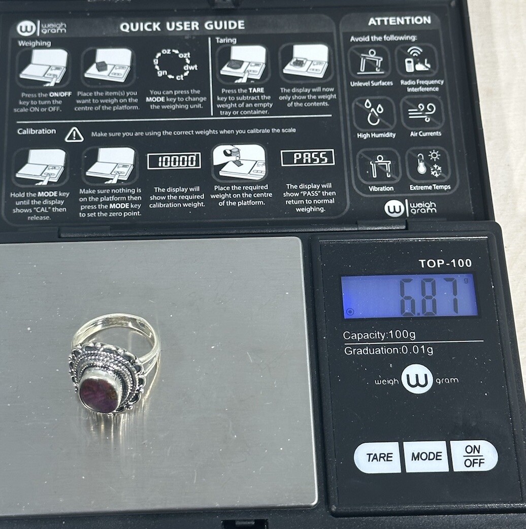 Raw Ruby 925 Sterling Silver With Scrollwork Deta… - image 9