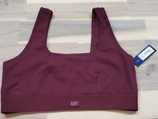 GAP GapBody Women S Ribbed Logo Comfort Bralette Red Wine Size Medium